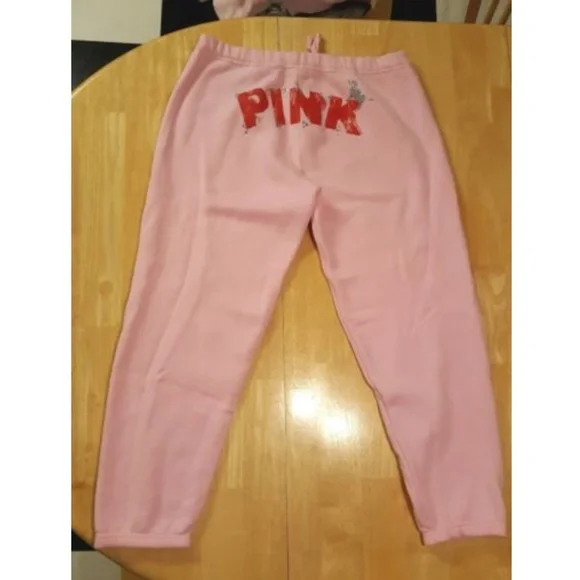 VS PINK Sz Small BLING SWEATPANTS True Pink Love Victoria's Secret Vintage - Picture 3 of 4